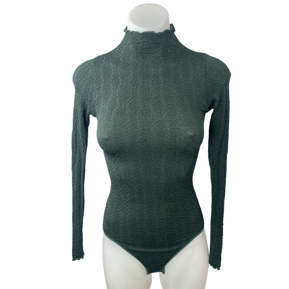 Free People Green Long Sleeve Bodysuit